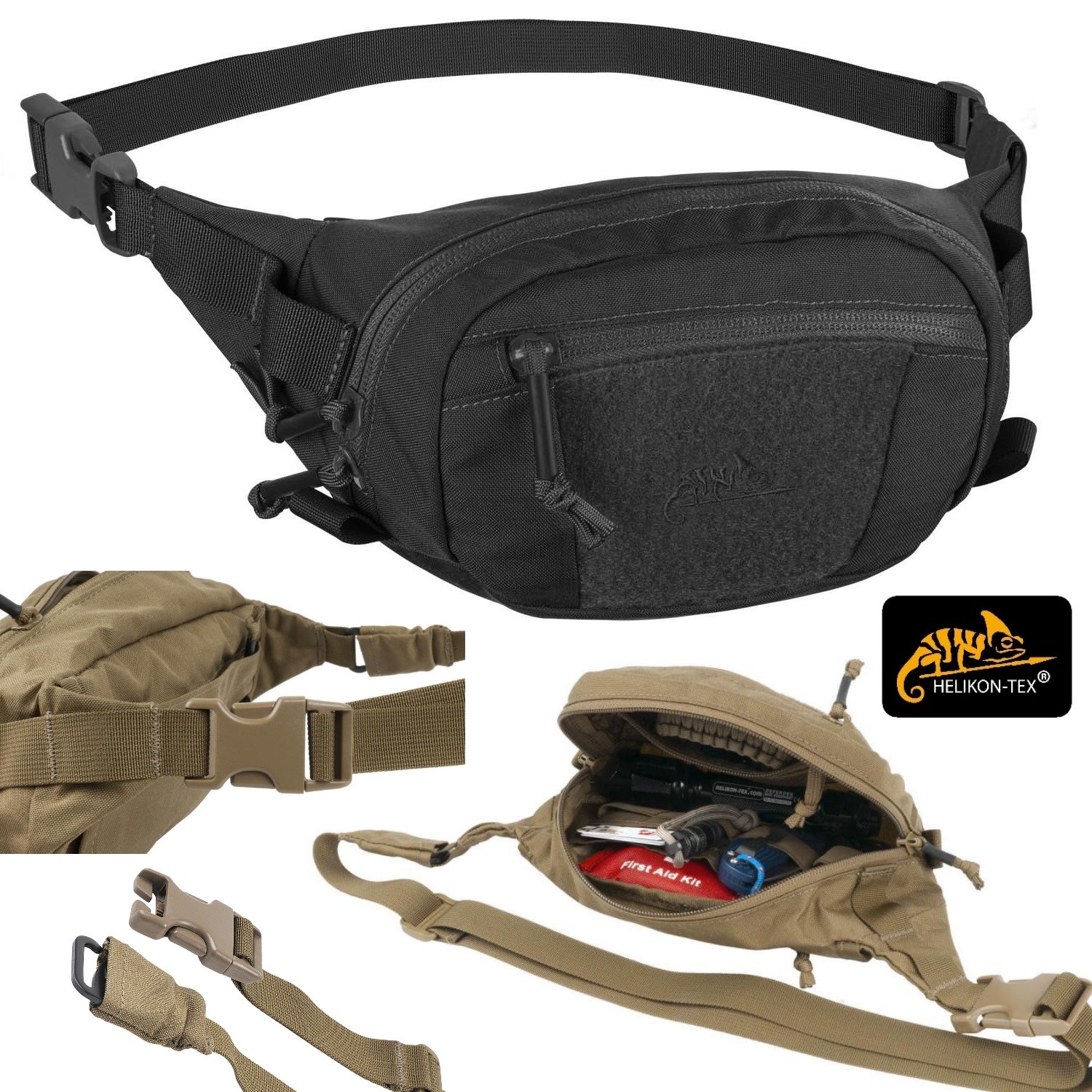 Marsupio HELIKON-TEX Possum CORDURA Tattico Militare Softair Uomo NERO BLACK