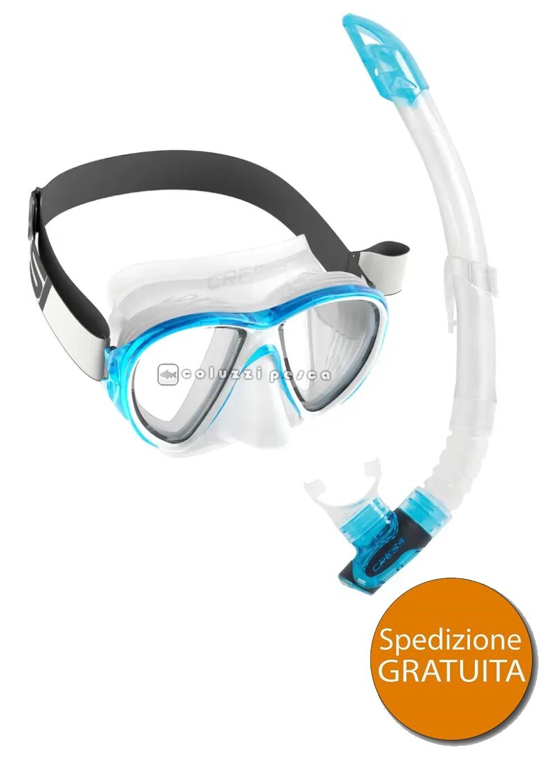 COMBO CRESSI MASCHERA FIJI + BOCCAGLIO SNORKEL GAMMA SUB AQUA SUBACQUEA MARE