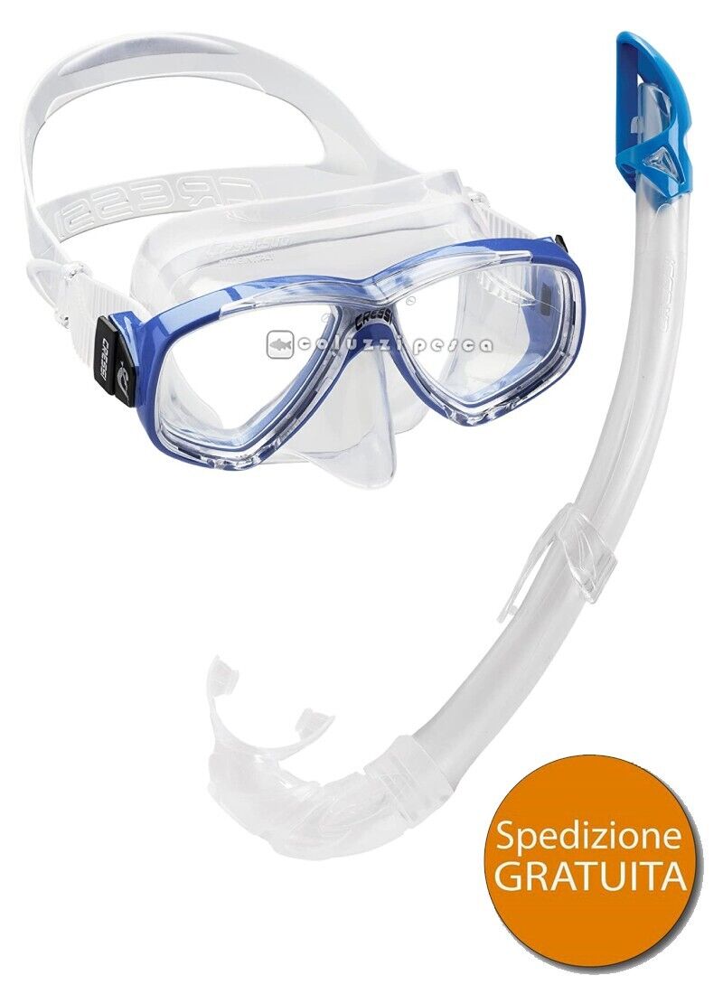 COMBO CRESSI MASCHERA PERLA + BOCCAGLIO SNORKEL MEXICO SUB BLUE SUBACQUEA MARE