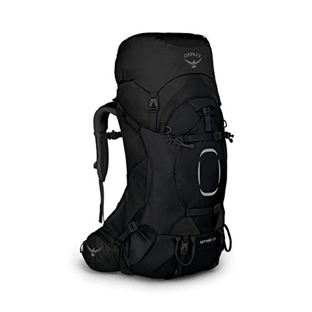 (TG. L-XL) Osprey Aether 55 Zaino da Backpacking per Uomo, Black - L/Xl - NUOVO