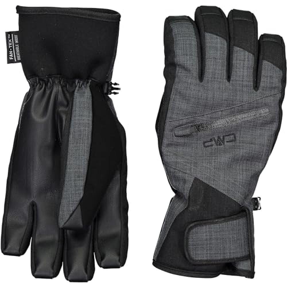 (TG. 9) CMP, Guanti da sci da uomo in twill, Nero Mel., 9 - NUOVO