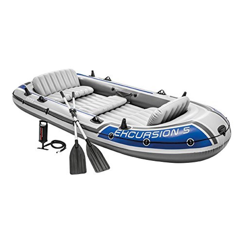 (TG. 366 x 168 x 43 cm) Intex 68325, Set Gommone Excursion 5 Sport Series, Blu/G