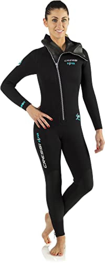 (TG. L/4) Cressi DIVER LADY WETSUIT BLACK/AQUAMARINE 5mm L/4 - NUOVO