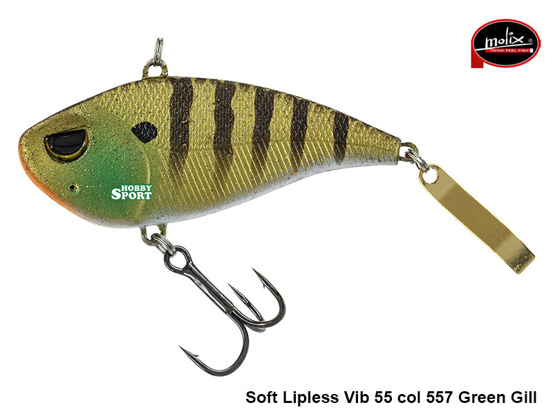 MOLIX  SOFT LIPLESS VIB 55 14 GR LUNGHEZZA 5,5 CM COL 557 GREEN GILL BLACK BASS