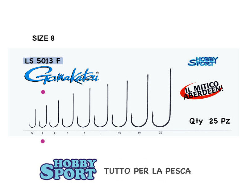 AMI GAMAKATSU SERIE LS-5013 F SIZE 8 ABERDEEN NERO SURFCASTING BUSTA 25 PZ