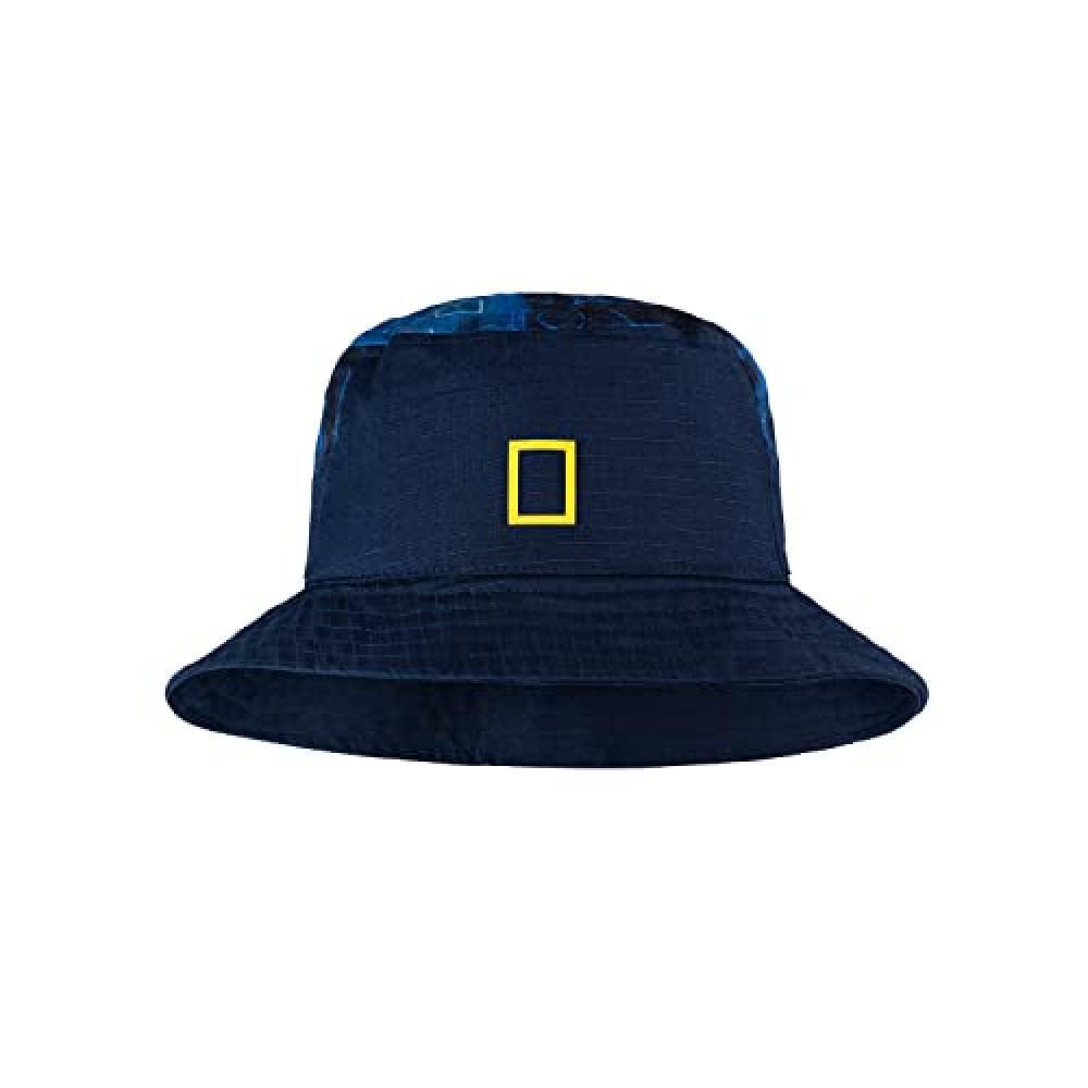 (TG. S-M) Buff Sun Bucket Hat Blue Unrel Unisex S/M - NUOVO