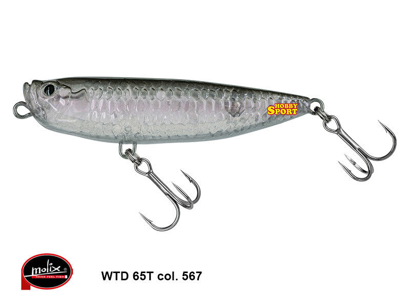 MOLIX WTD 65 FAT RATTLIN TOP WATER 6 GR COL 567 GHOST NATURAL  MARE LAGO ASPIO