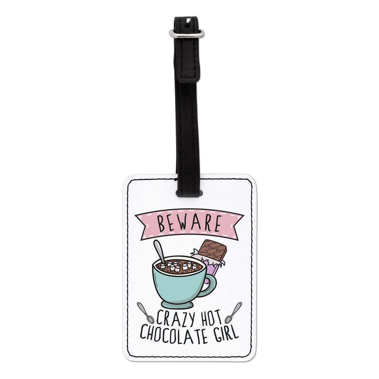 Beware Pazzo Cioccolata Calda Bambina Visivo Bagaglio Tag Borsa Valigia Scherzo