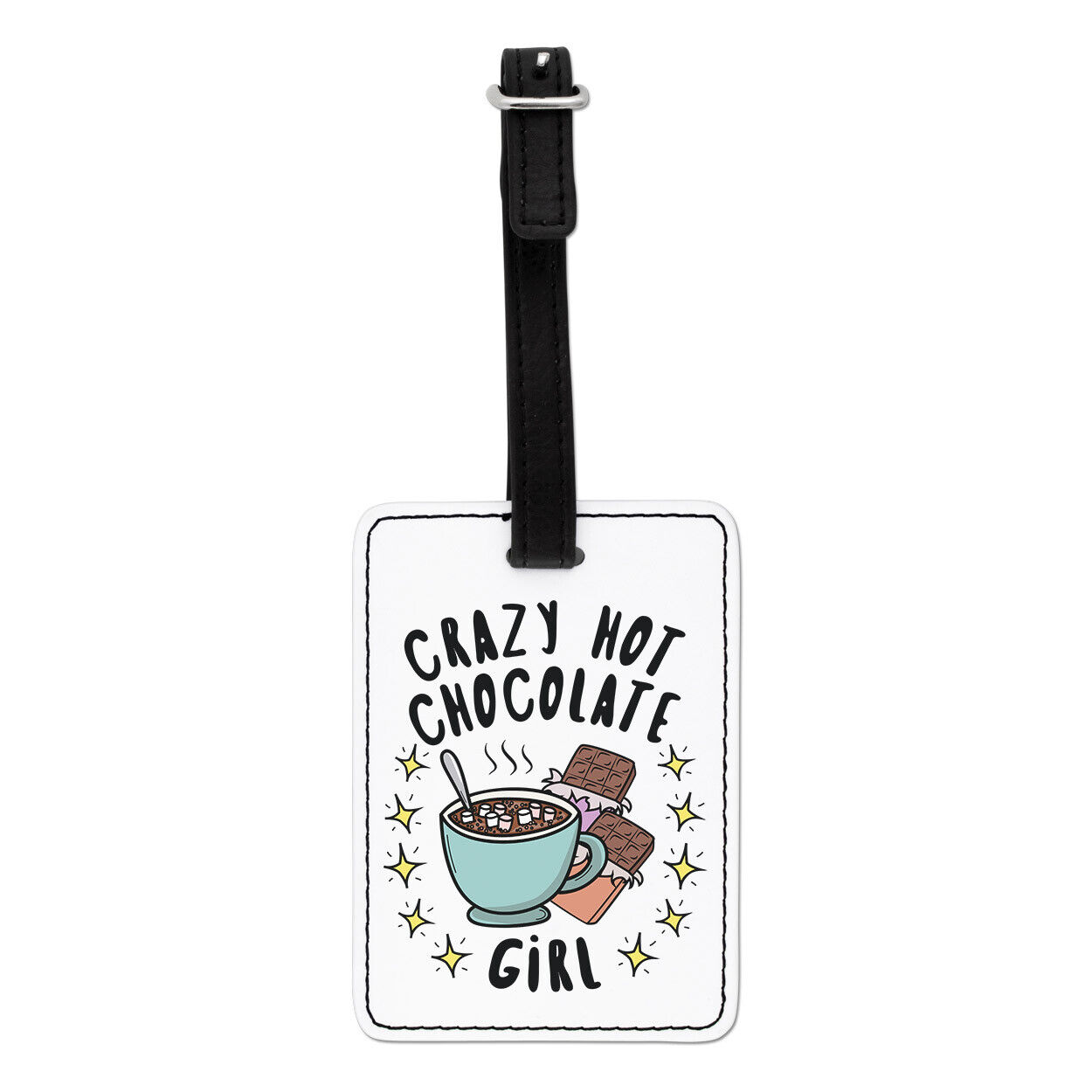 Pazzo Cioccolata Calda Bambina Stars Visivo Bagaglio Tag Valigia Figlia Funny