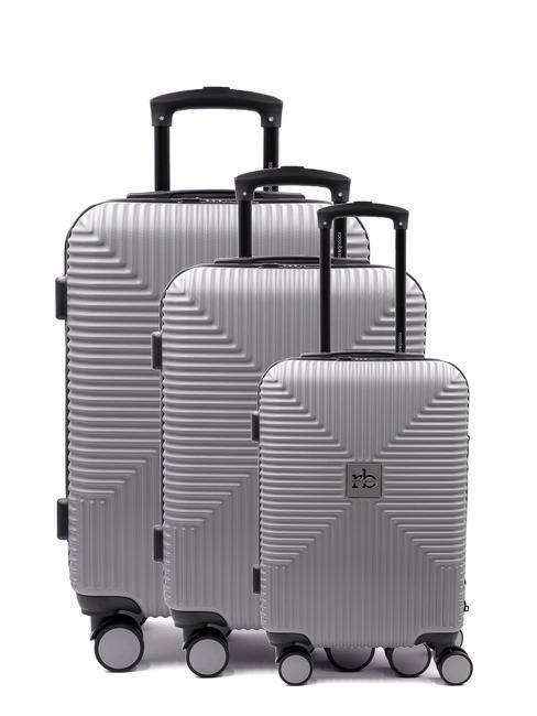 set ROCCOBAROCCO set 3 trolley 4 ruote 77 67 55 SILVER GRA  scelta=P SILVER RBRT