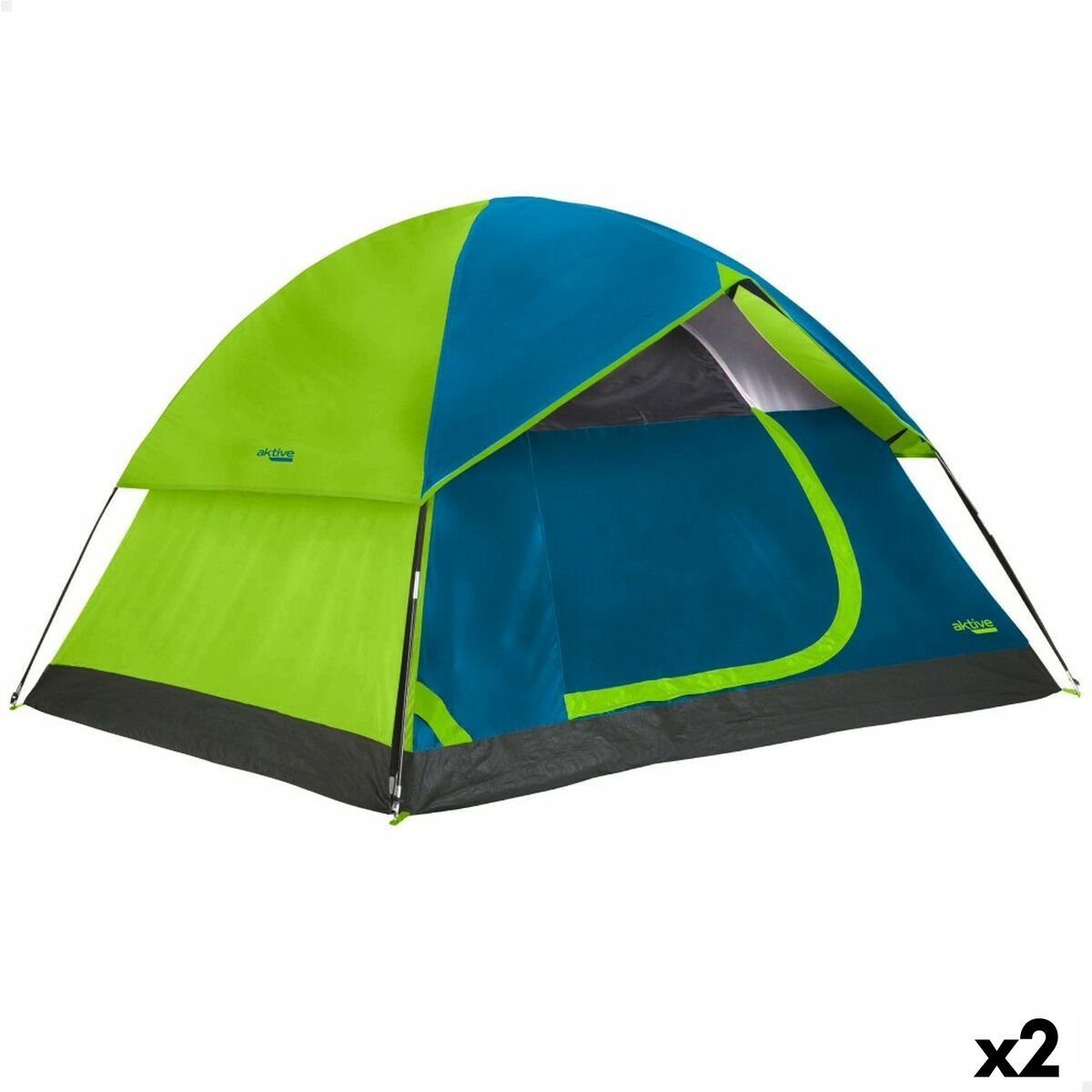 Tenda da Campeggio Aktive 4 persone 240 x 130 x 210 cm [2 Unità]