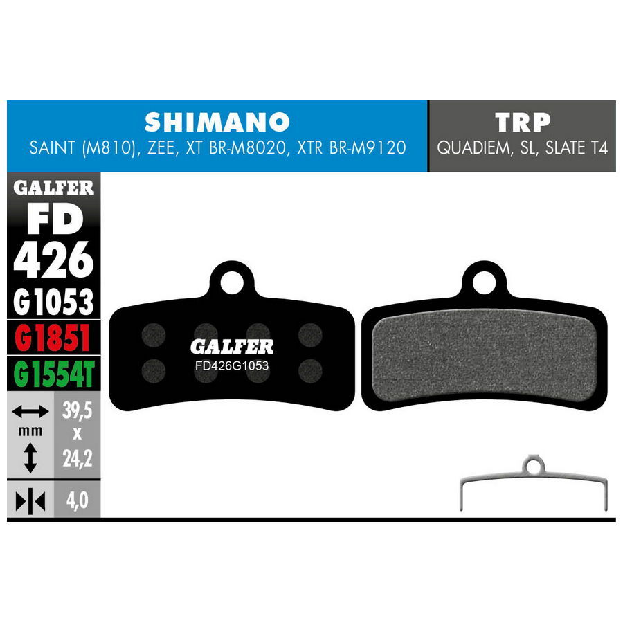 pastiglie mescola nera standard per shimano saint zee GALFER BIKE freni bici