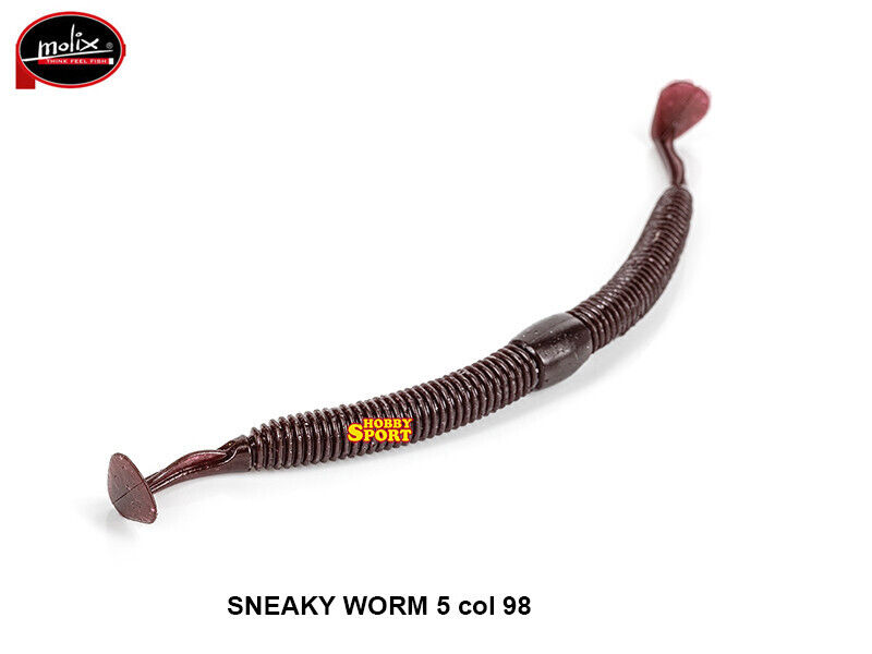 MOLIX SNEAKY WORM 5'' COL. 98 COLA SILICONICO SPINNING LAGO BLACK BASS