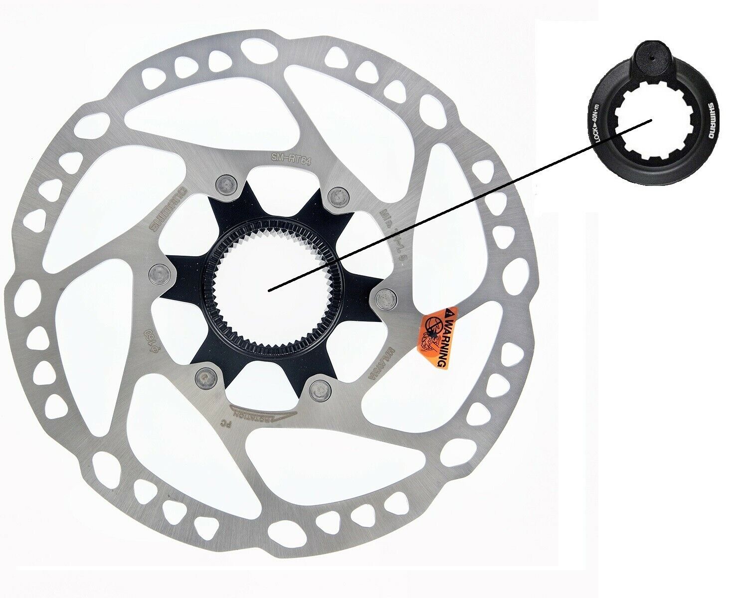Disco Freni SHIMANO DEORE SM-RT64 Center-Lock 160mm con Magnete Velocita' E-Bike