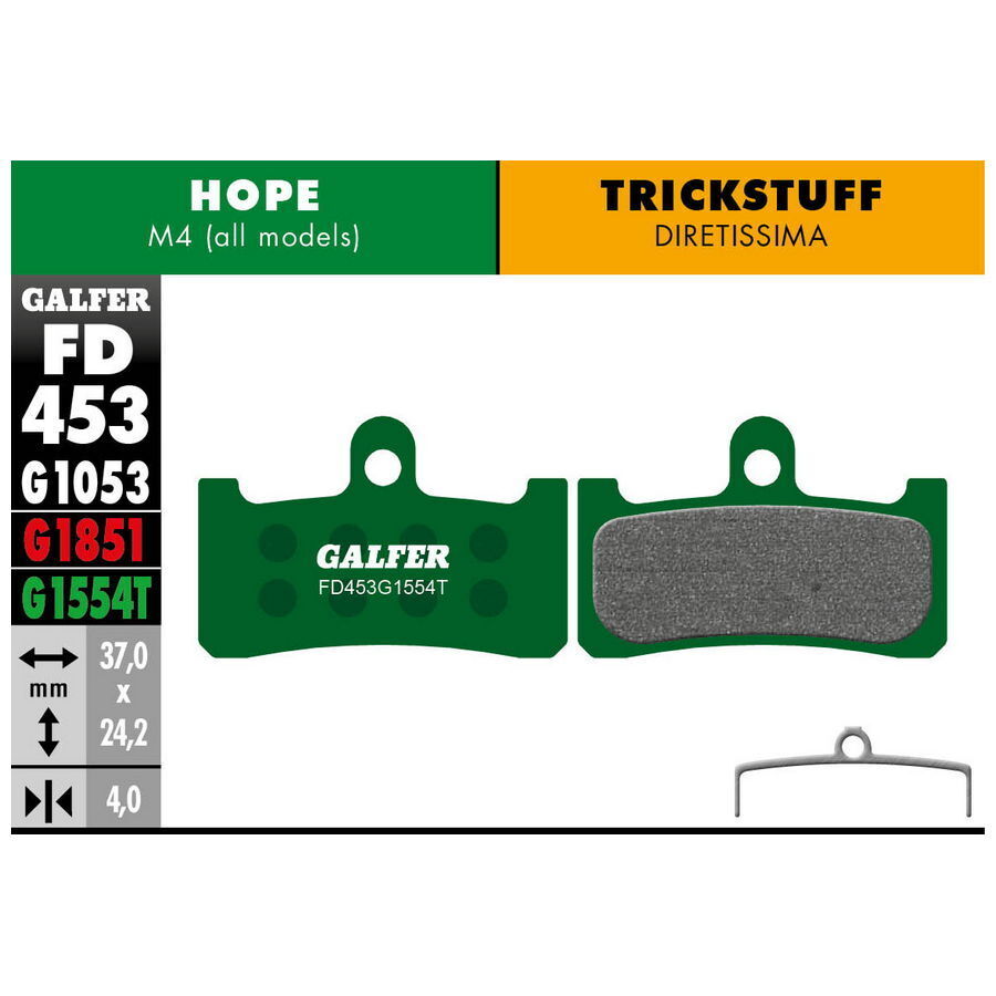 pastiglie mescola verde pro per hope m4 GALFER BIKE freni bici