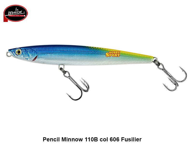 MOLIX PENCIL MINNOW 110B BAITFISH 20 GR  col 606 FUSILIER  SUBWALK SINKING