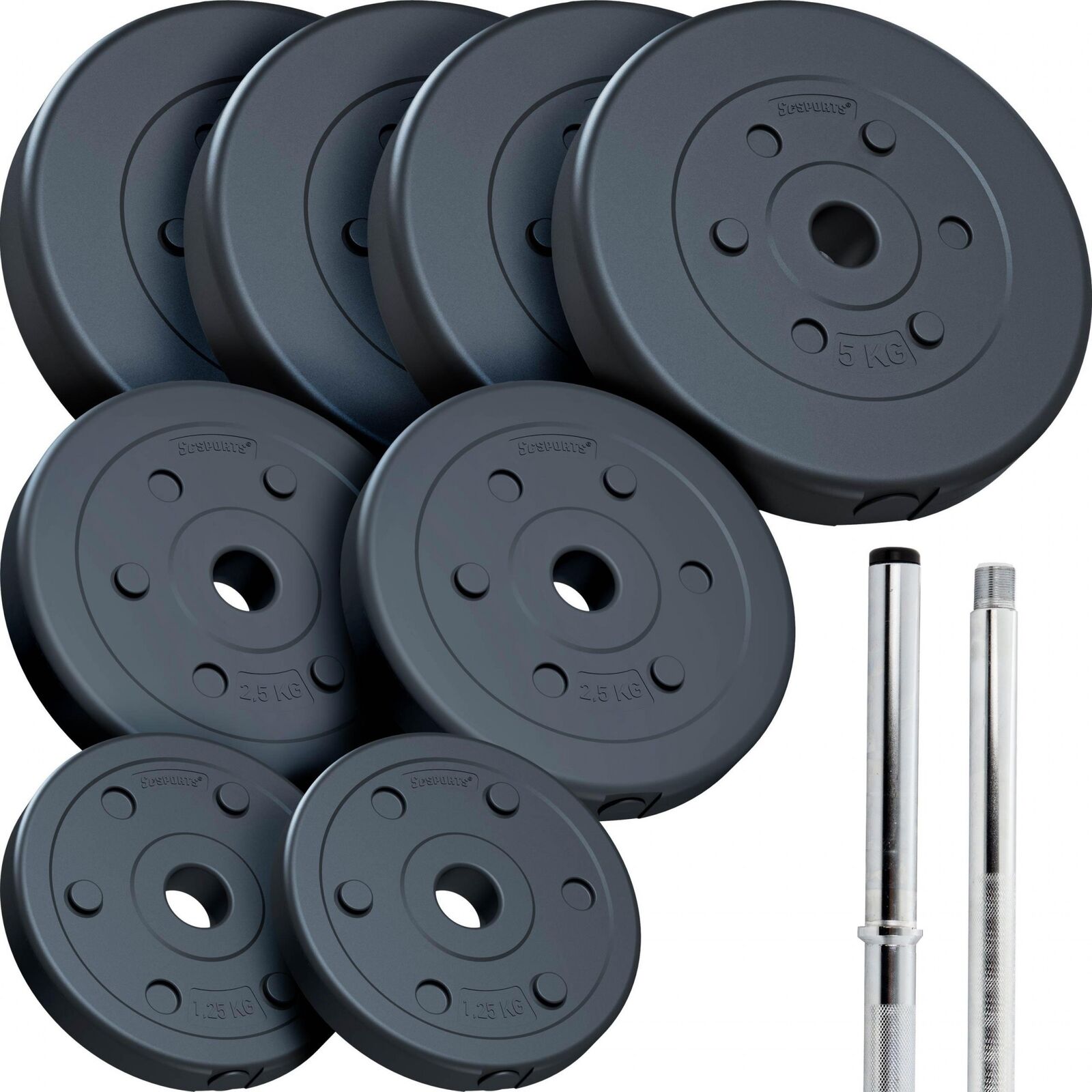 ScSPORTS® Bilanciere con Pesi Set 30 kg Barra Sbarra 120 cm 8 Dischi Pesi 30/31