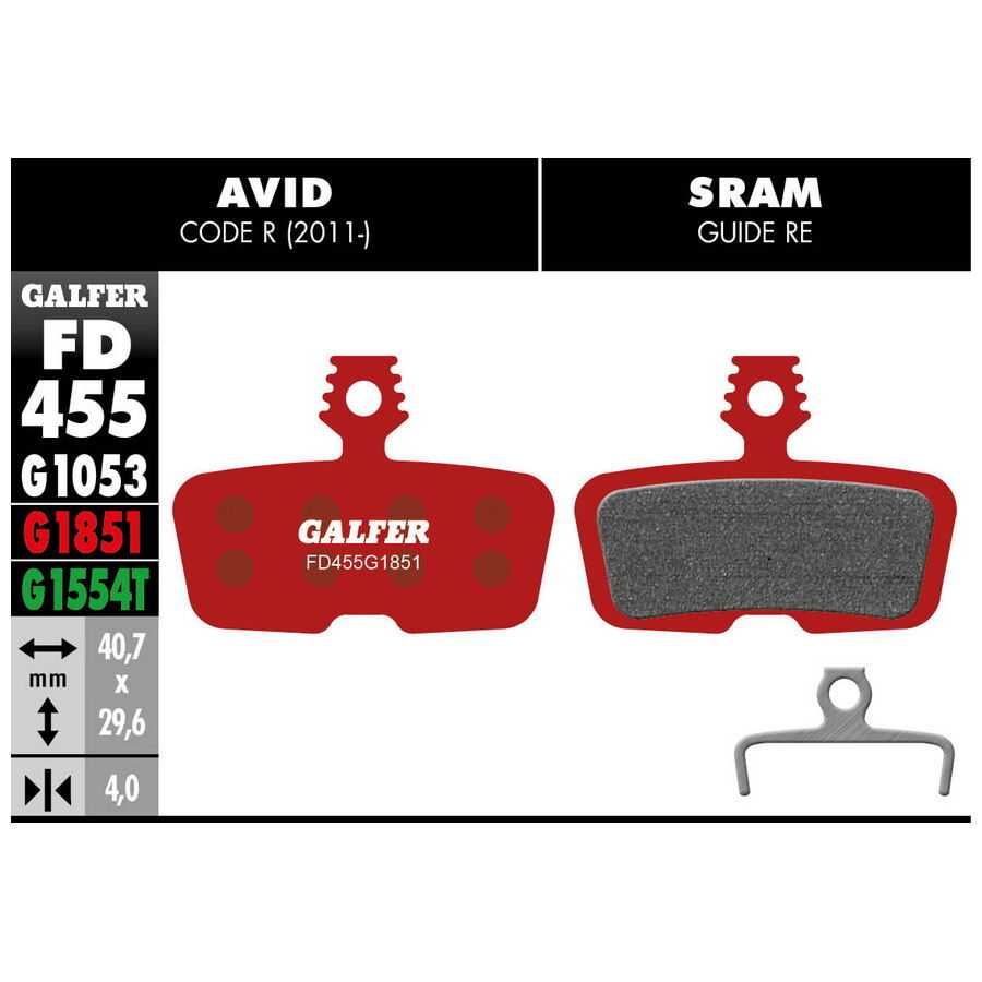 pastiglie mescola rossa advanced per sram code r, rsc, guide re, db8 GALFER BIKE