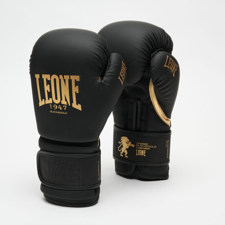 Leone 1947 Guanti Boxe Unisex Black & Gold, Boxe -  /10OZ (Nero/Oro)