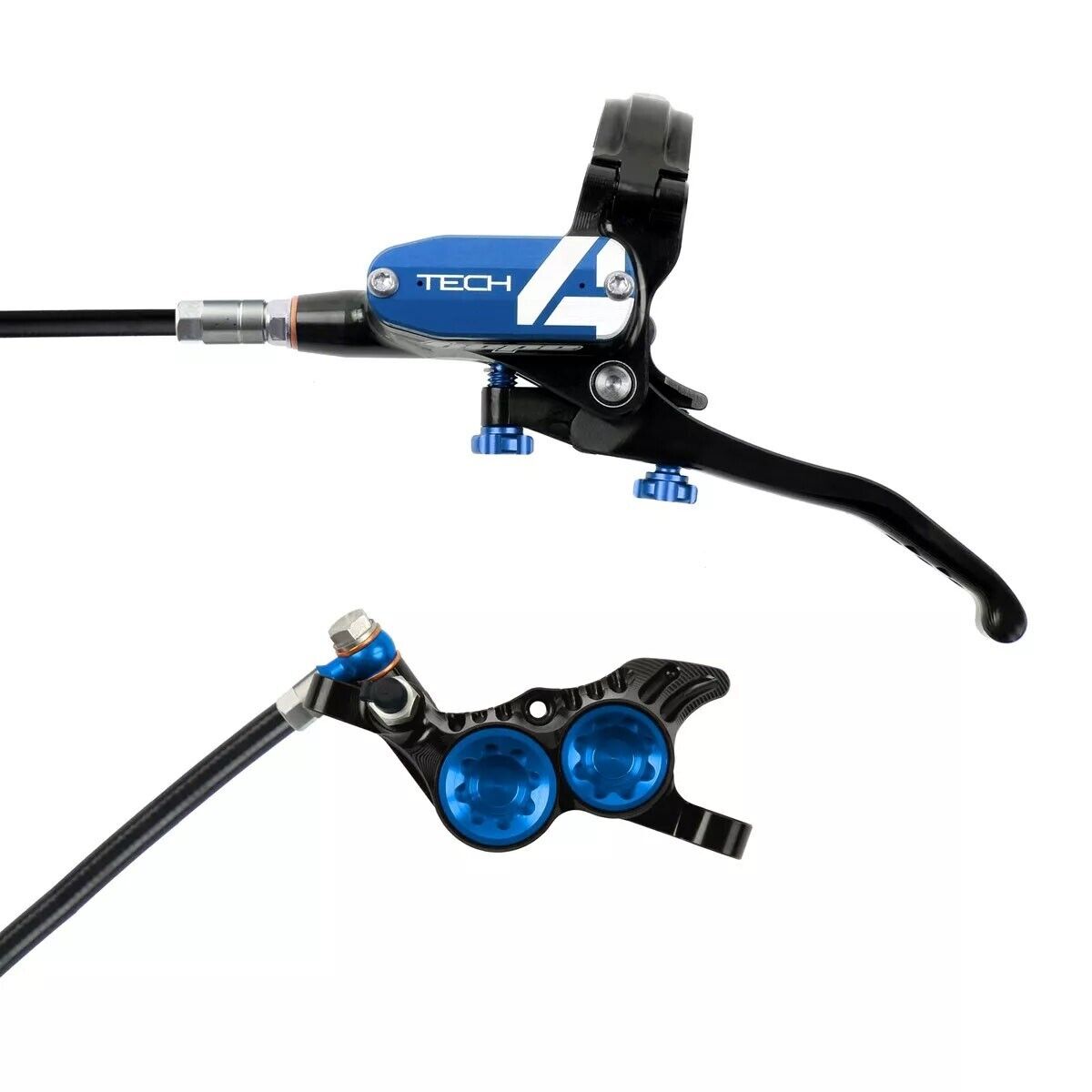 Hope Tech 4 V4 MTB Mountain Bike Idraulico Disco Freno Posteriore E Leva - Blu
