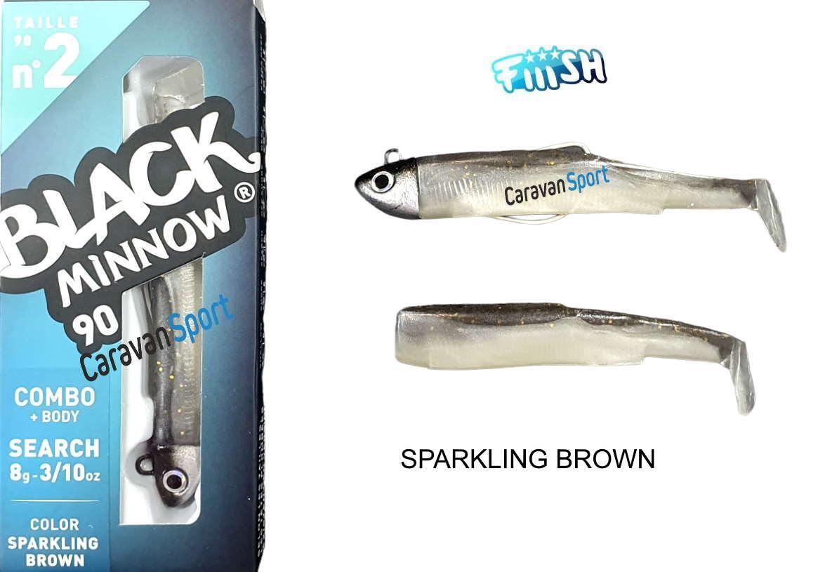 FIIISH BLACK MINNOW COMBO 90 N 2 SPARKLING BROWN 8 GR SEAR SILICONE ARTIFICIALE