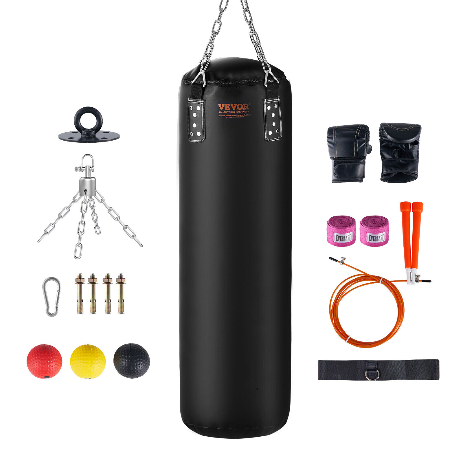 VEVOR Supporto per sacco boxe 120 cm sacco boxe girevole catena d'acciaio nero