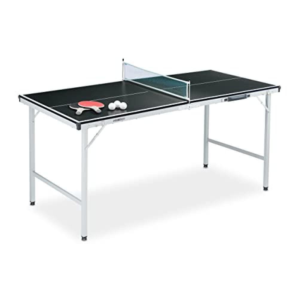 (TG. 70 x 70 x 150 cm) Relaxdays Tavolo da Ping Pong Pieghevole, con Rete, 2 Rac