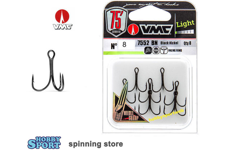 ANCORETTE VMC 7552 BN  SIZE 8      BLACK NICKEL  CONF 8 PZ SPINNING TRAINA