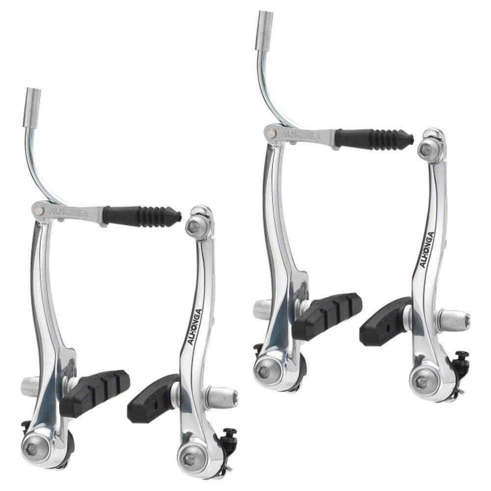 Coppia freni v-brake in alluminio argento per bici mtb bike v-brake gommino