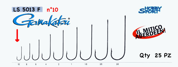 AMI GAMAKATSU SERIE LS-5013 F SIZE 10 ABERDEEN NERO   SURFCASTING  BUSTA 25 PZ