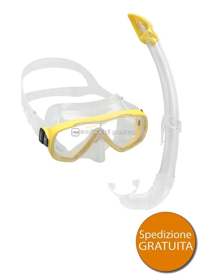 COMBO CRESSI MASCHERA ONDA + BOCCAGLIO SNORKEL MEXICO SUB GIALLO SUBACQUEA MARE