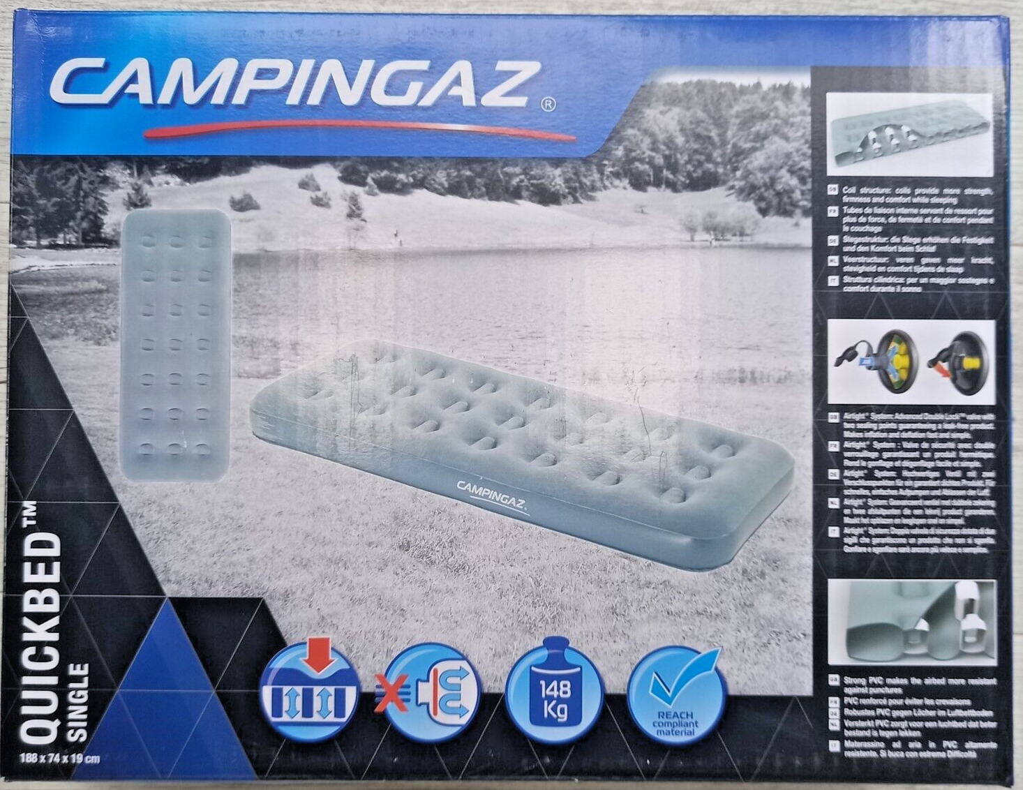 Materasso Gonfiabile Campinggaz Quickbed 188 x 74 x 19cm 1 Posto Campeggio
