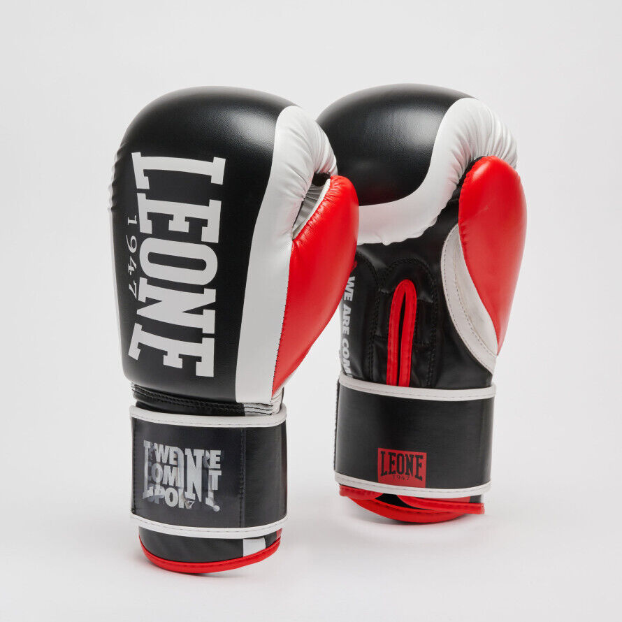Leone 1947 Guanti Boxe Unisex Logo Wacs, Sport da Ring -  /12OZ NEBIRO (Nero/Bia