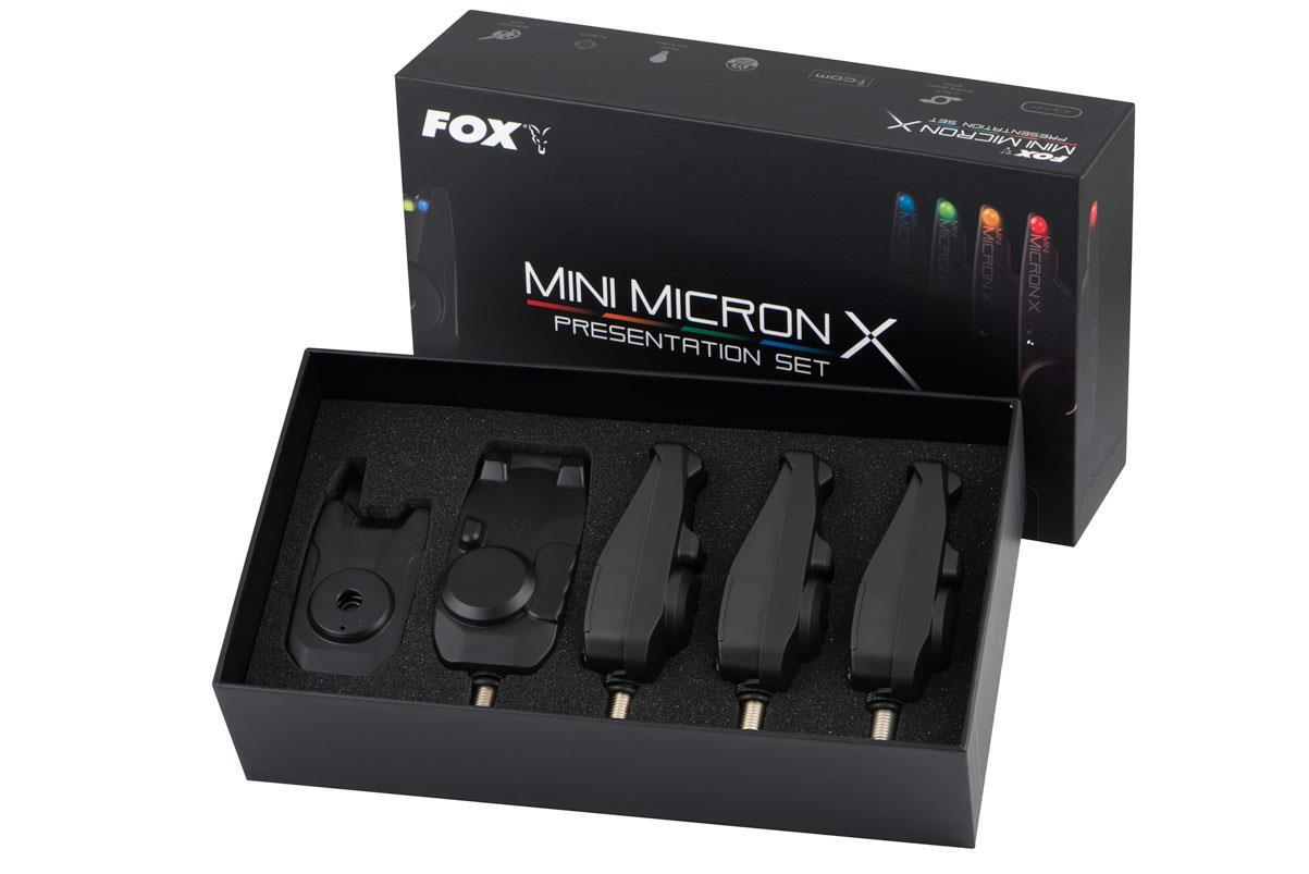Fox Mini Micron X 4 Asta Set / Pesca Carpa Bite Allarme & Ricevitore/Indicazione