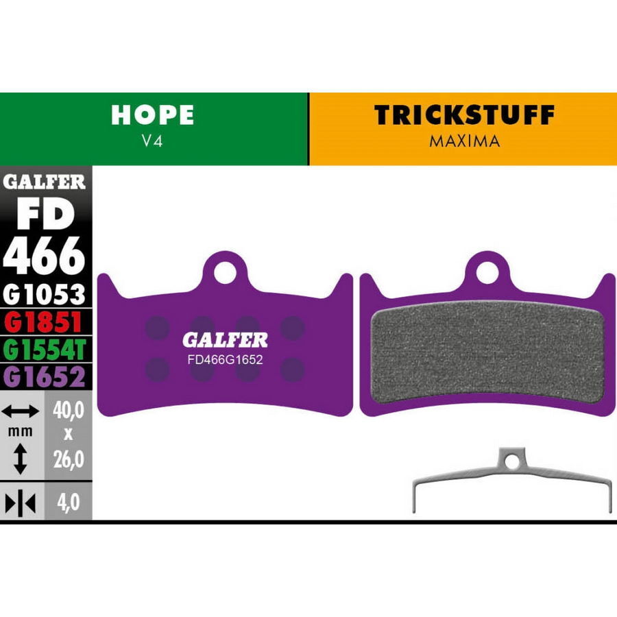 pastiglie mescola viola e-bike per freni hope v4 GALFER BIKE freni bici