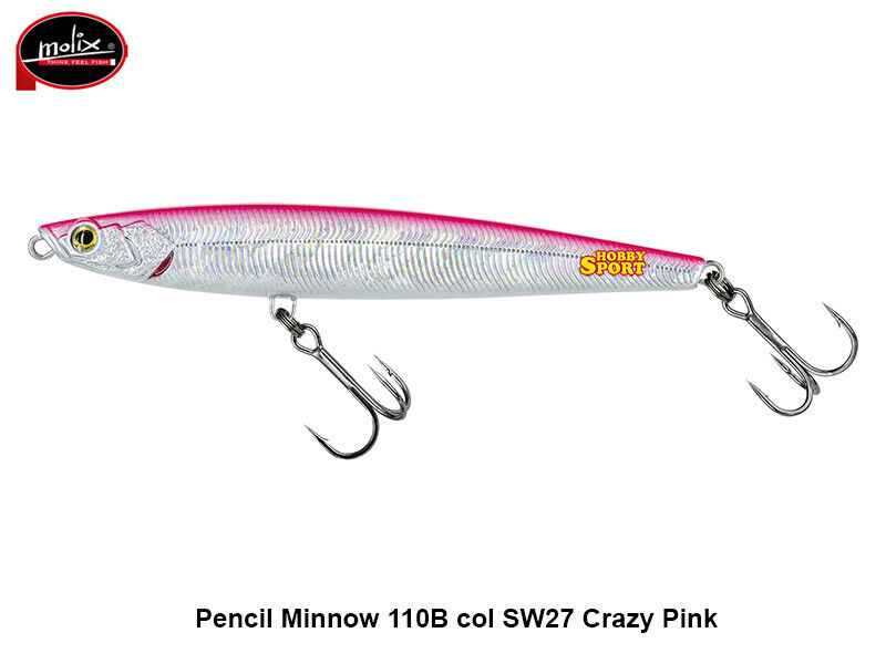 MOLIX PENCIL MINNOW 110B BAITFISH 20 GR  col SW27 CRAZY PINK SUBWALK SINKING