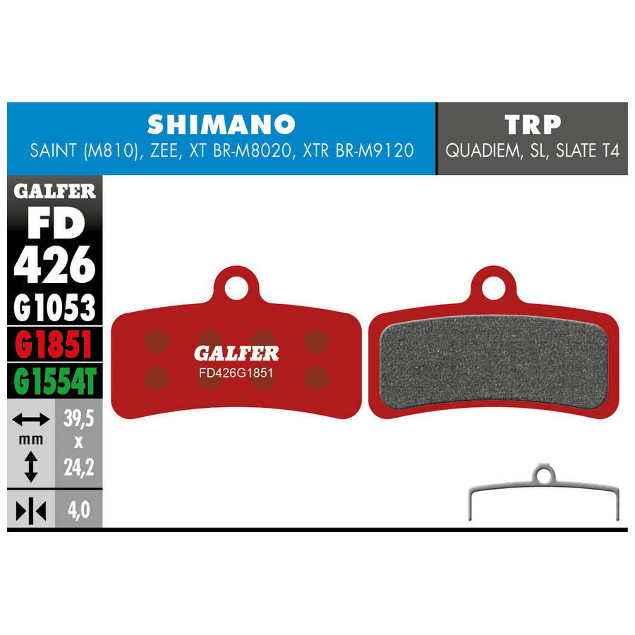 pastiglie mescola rossa advanced per shimano saint - zee GALFER BIKE freni bici
