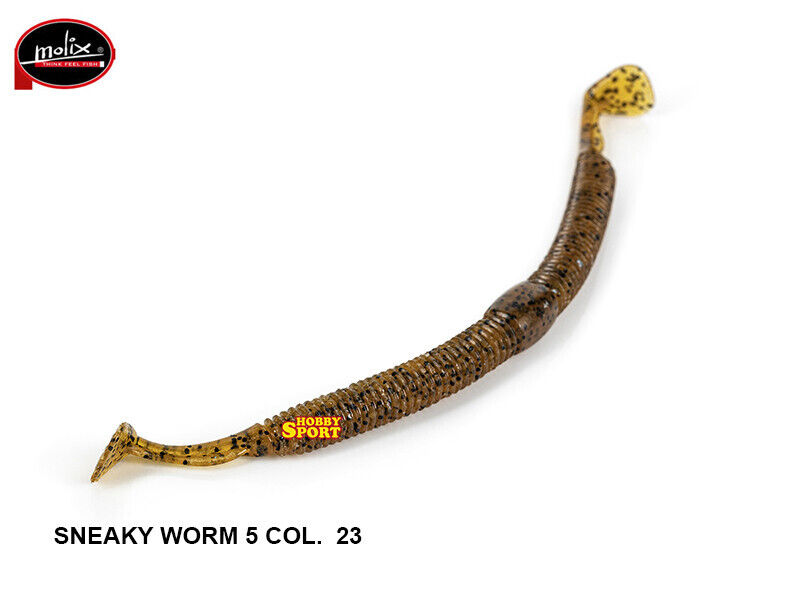 MOLIX SNEAKY WORM 5'' COL. 23 PUMPKIN ISPANICO SILICONICO SPINNING LAGO B. BASS