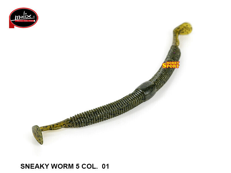 MOLIX SNEAKY WORM 5'' COL. 01 GREEN PUMPKIN SILICONICO SPINNING LAGO BLACK BASS
