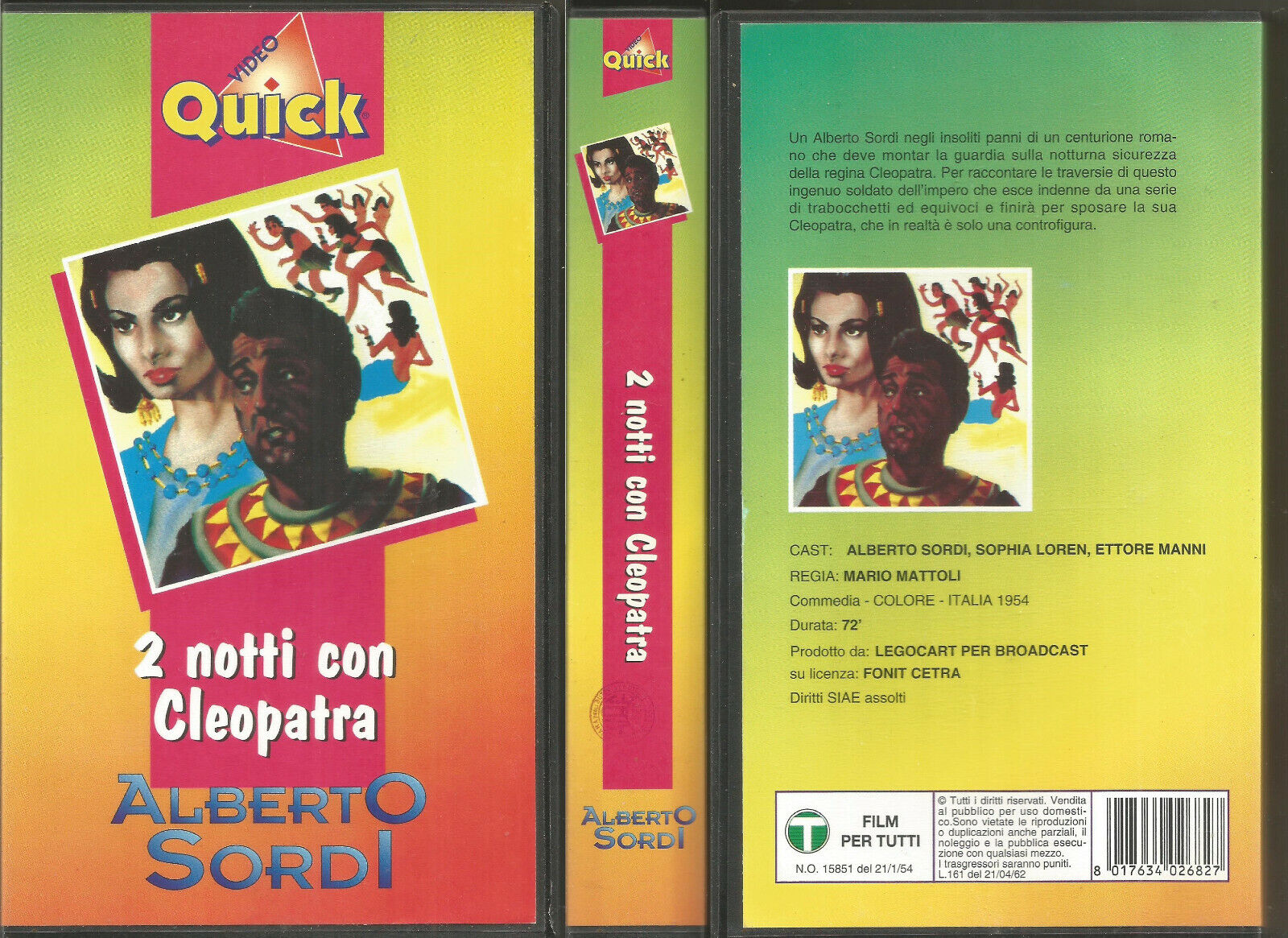 Alberto Sordi : 2 notti con Cleopatra / Regia di Mario Mattoli / VHS