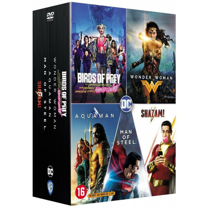 Birds Prey +Shazam +Aquaman +Wonder Woman + Man Of Steel Cofanetto DVD Nuova
