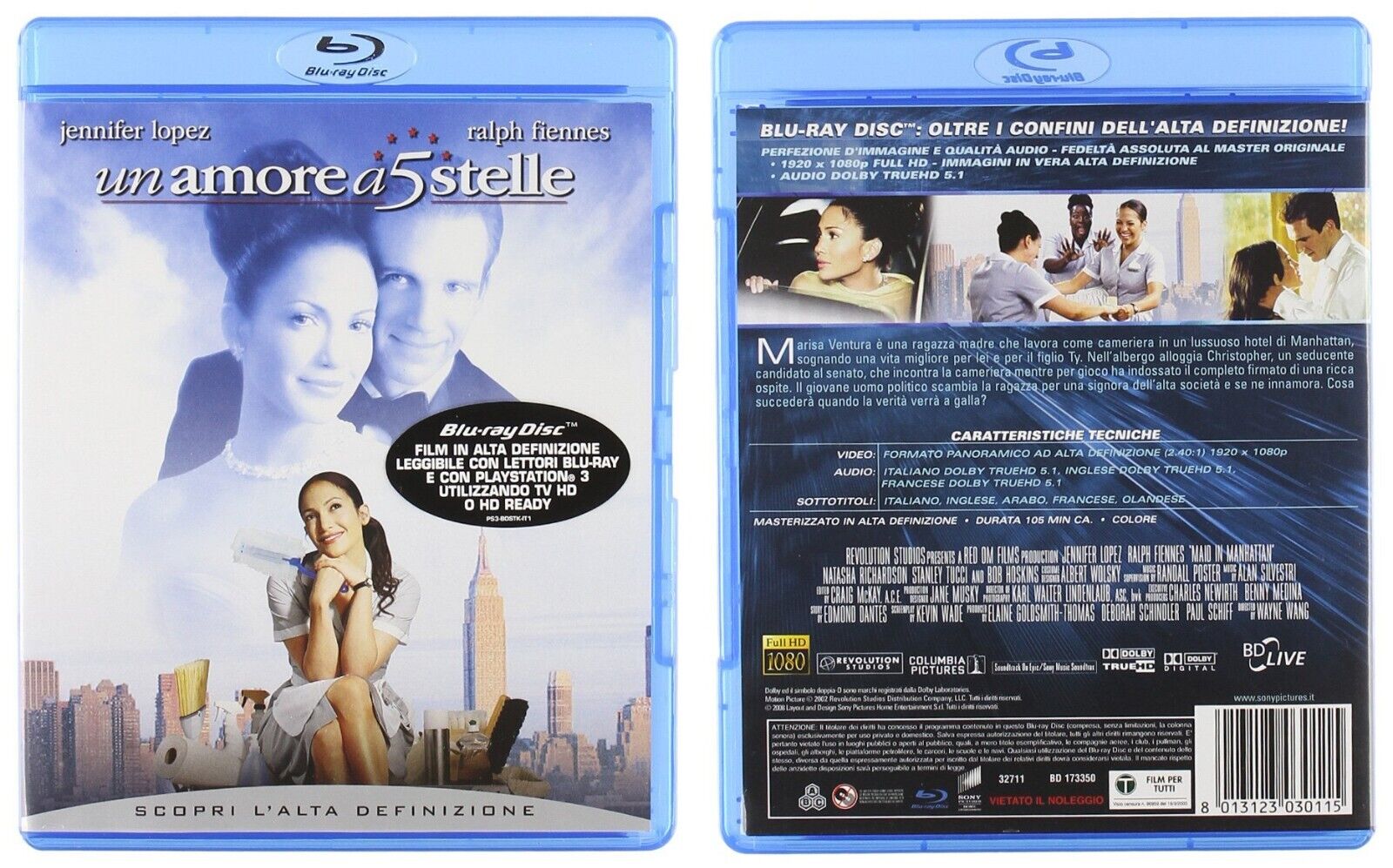 Blu-ray UN AMORE A 5 STELLE Ralph Fiennes, Jennifer Lopez  2008 "Fuori Catalogo"