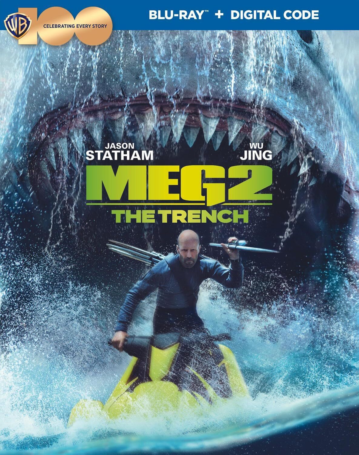 Meg 2: The Trench (Blu-ray + Digital) (Blu-ray) jason statham wu jing