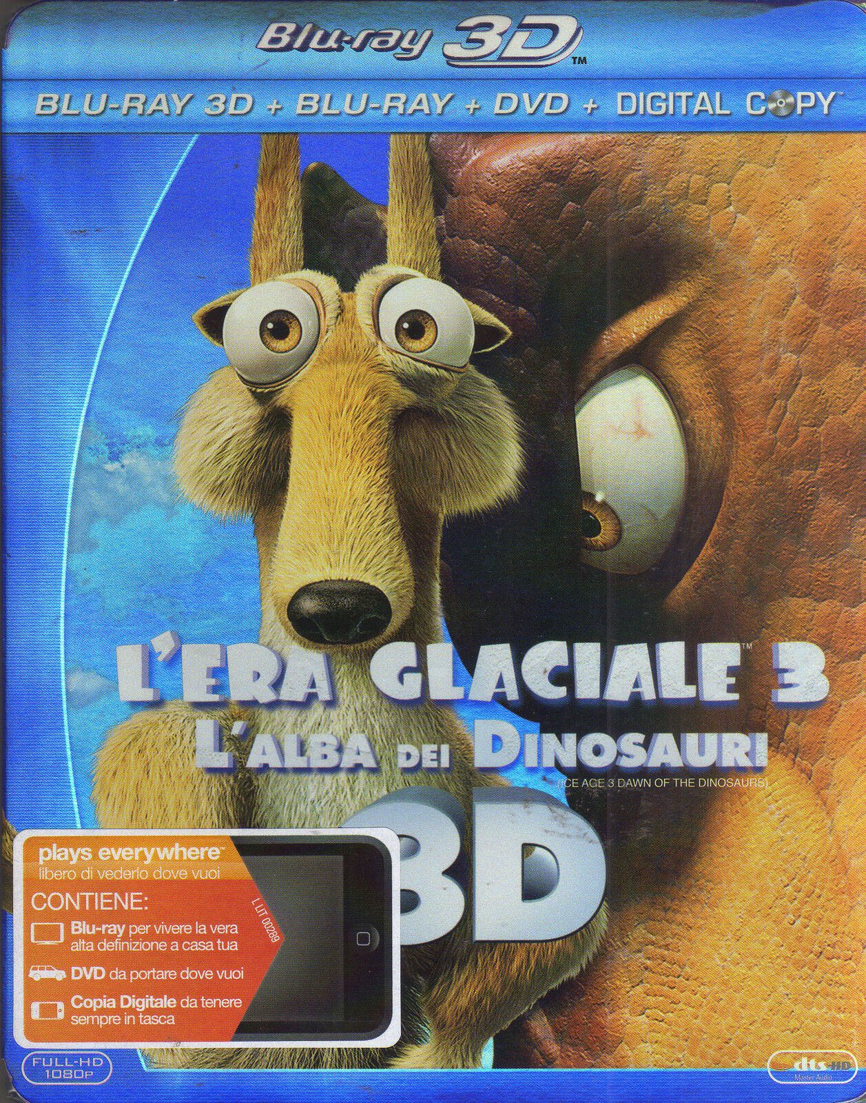 L'ERA GLACIALE 3 - L'ALBA DEI DINOSAURI 3D - BLU-RAY 2D/3D + DVD BLU RAY NUOVO