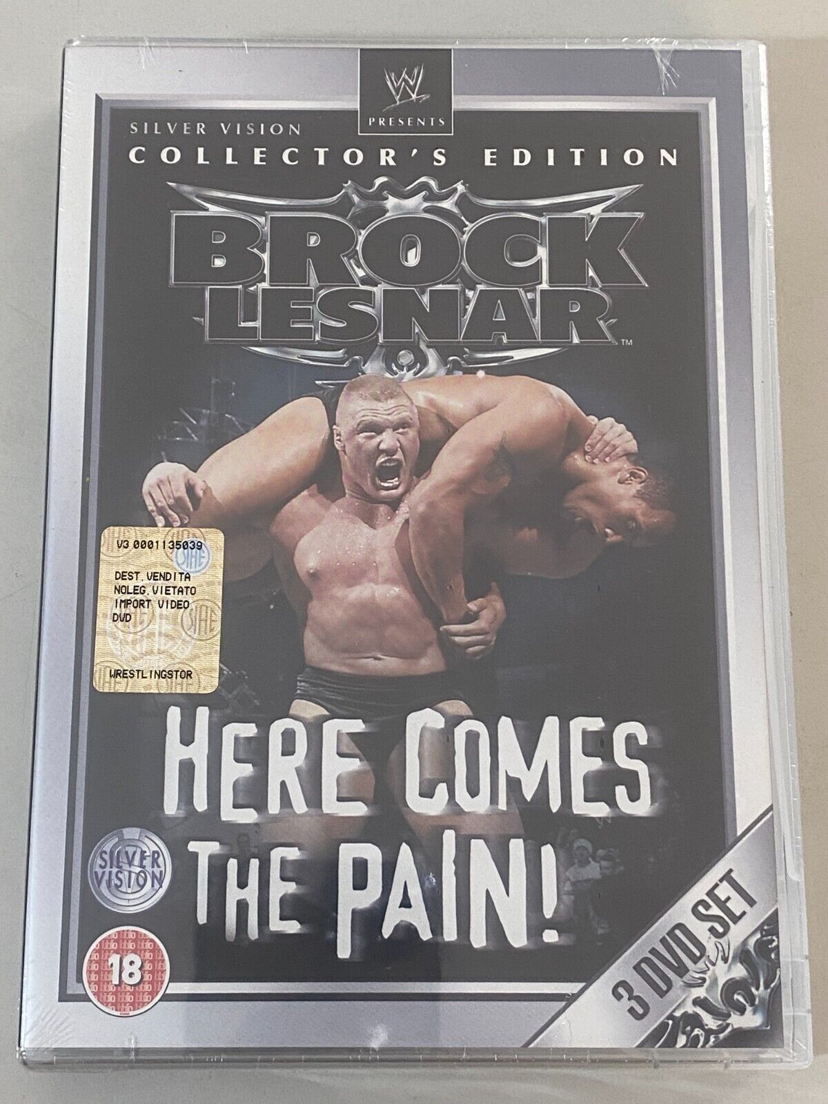 DVD WWE BROCK LESNAR HERE COMES THE PAIN! Silver Vision 3-DVD