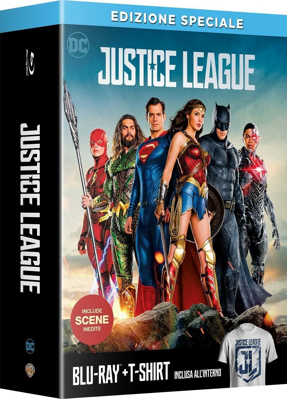 JUSTICE LEAGUE edizione speciale blu ray + T-SHIRT NUOVO SIGILLATO