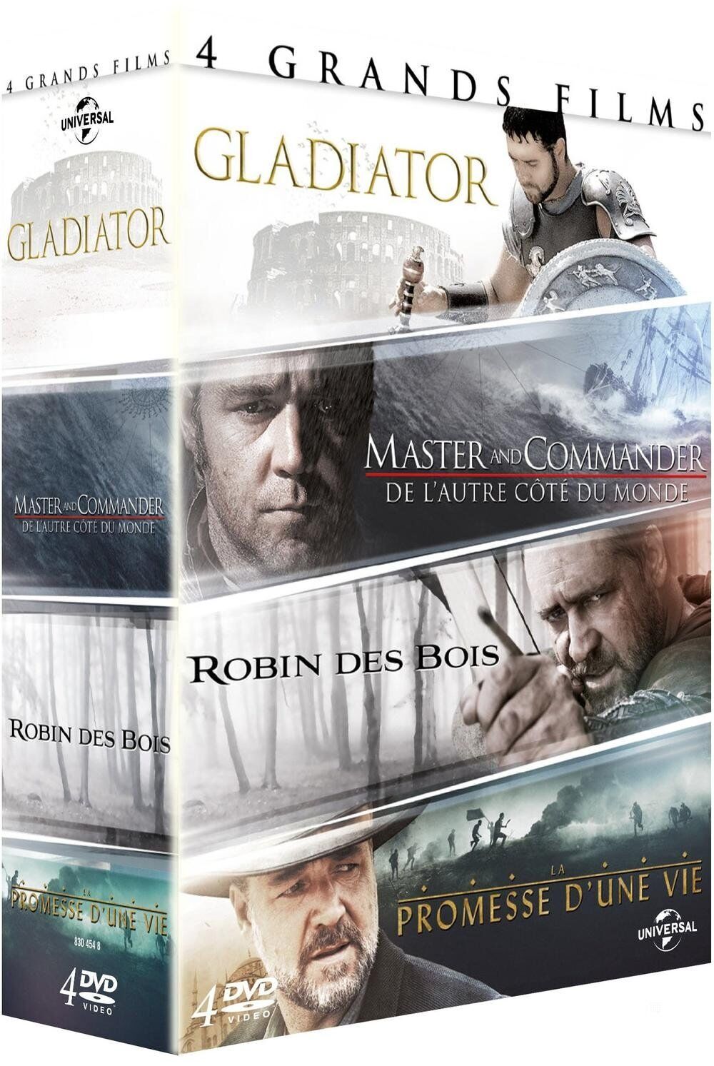 Russell Crowe - 4 grands films : Gladiator + Master and Commander + Robin  (DVD)