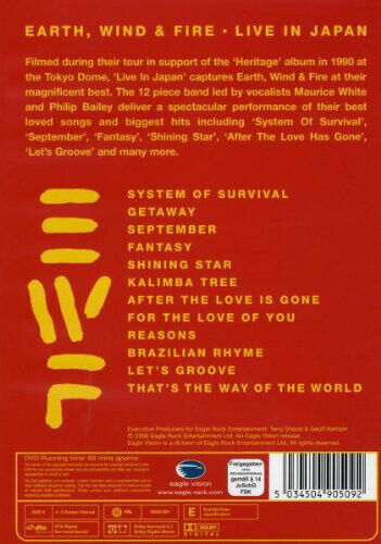 Earth, Wind & Fire Live In Japan 2 DVD (Eagle Vision) Nuovo e Sigillato