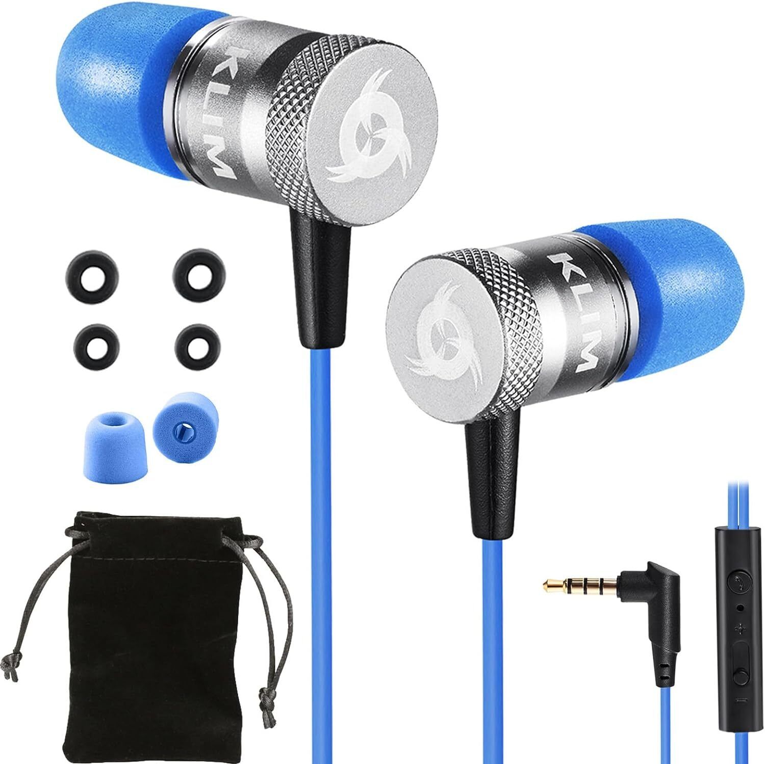 KLIM Fusion Auricolari con Microfono + Audio di Alta qualità + Cuffie Blu