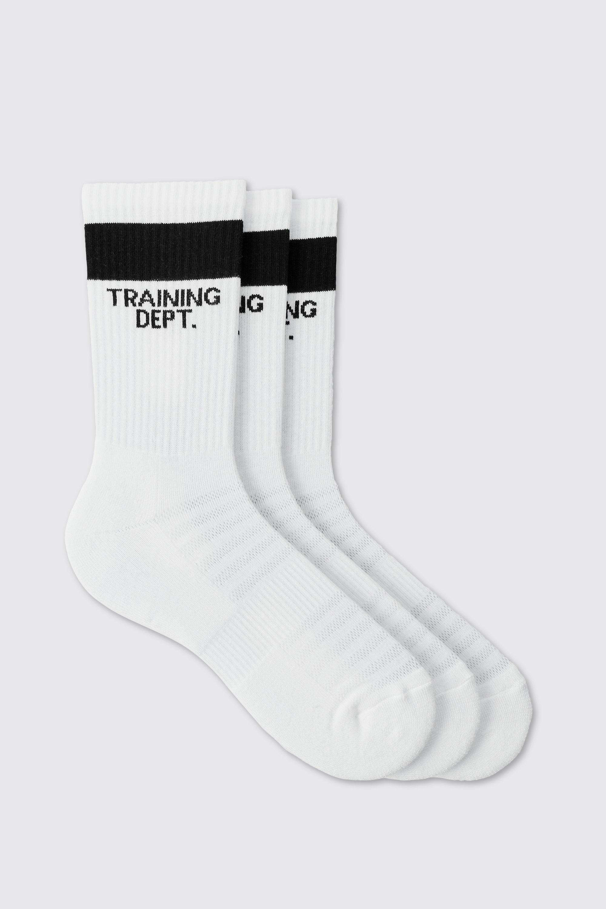 Man Active Training Dept Cushioned Crew 3 Pack Socks, Bianco
